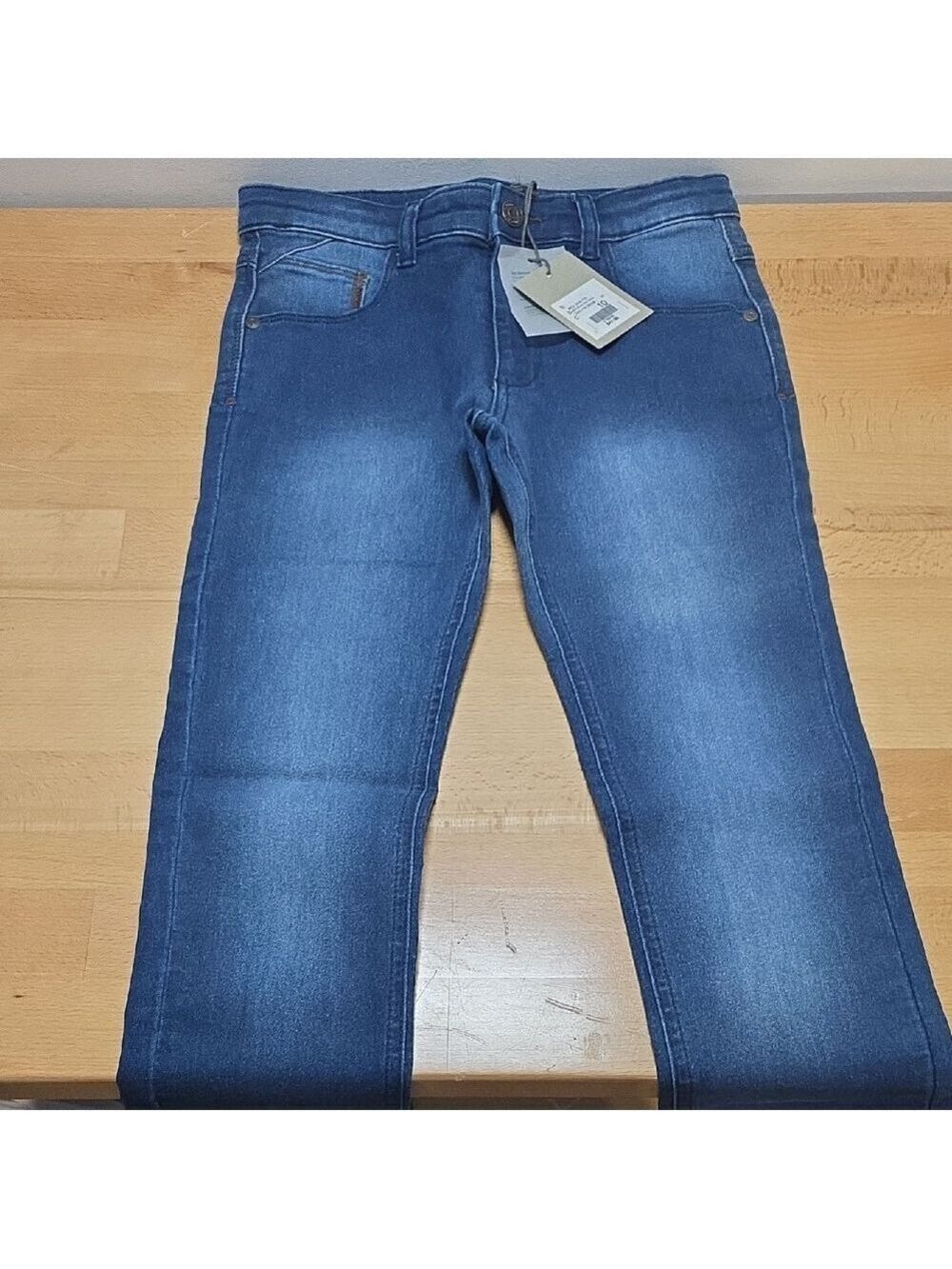 Classic Blue Denim Jeans with Faded Wash